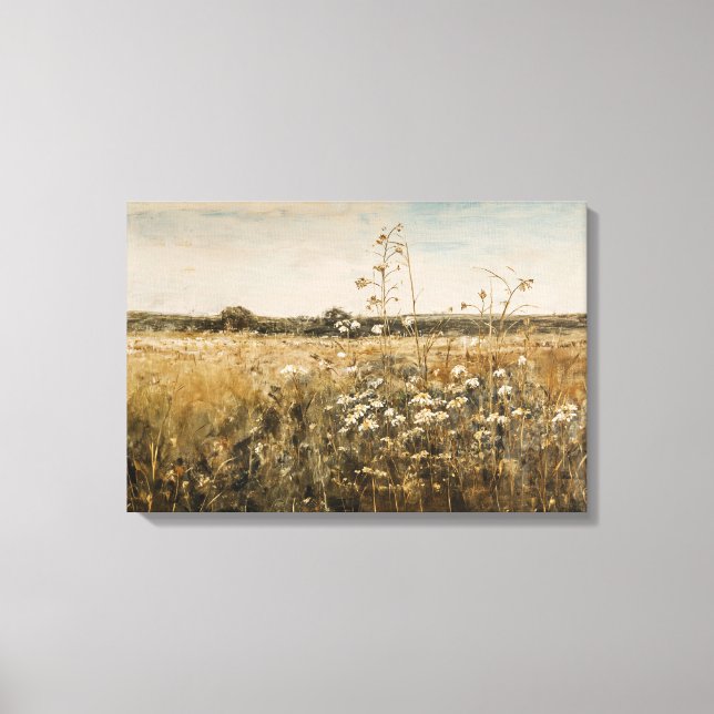 Wildblume Landschaft Vintage Canvas Print Leinwanddruck (Vorderseite)