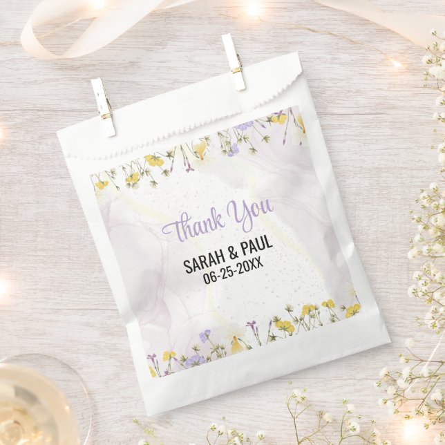 Wildblume Lavendel und gelbe Blumenhochzeit Geschenktütchen (Ausgeschnitten)