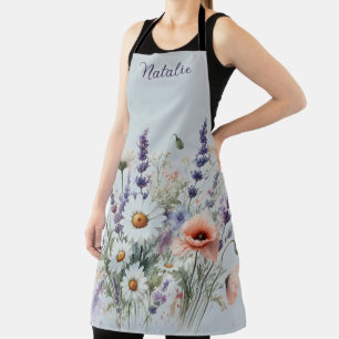 Wildblume Lavender Poppies Aquarellblume Schürze