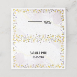 Wildblume Lavender und Gelbe Blumenhochzeit Platzkarte
