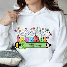Wildblume Lehrer Name Personalisiert, Lehrergesche Hoodie