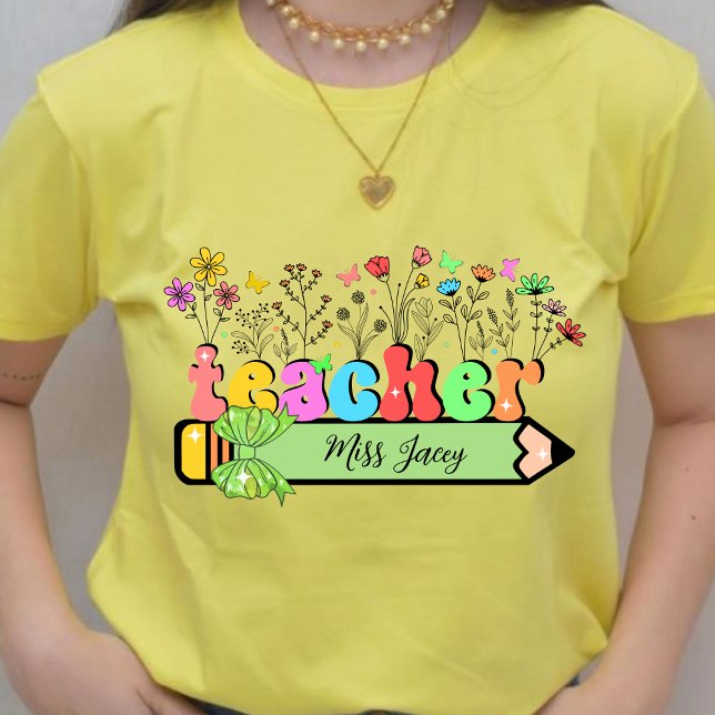 Wildblume Lehrer Name Personalisiert, Lehrergesche T-Shirt (Wildflower Teacher Name, Custom Teacher name, Personalized Teacher, Gift for Teacher shirt)