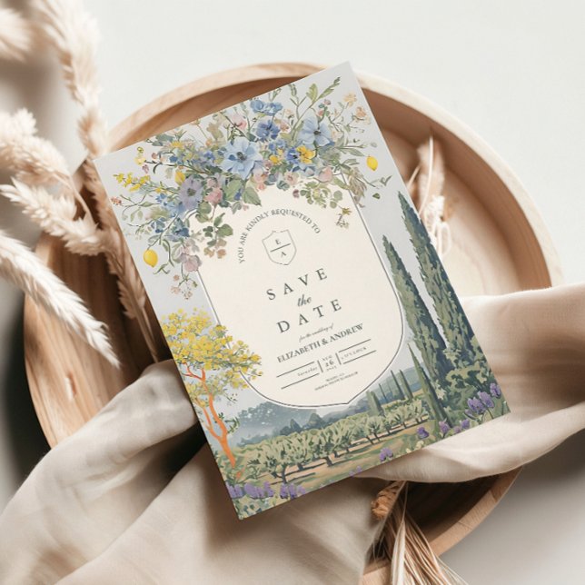 Wildblume Lemon Mediterrane Weinberge Hochzeit Save The Date (Von Creator hochgeladen)