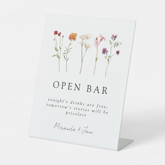 Wildblume Lesbian Pride Floral Wedding Open Bar Sockelschild (Vorderseite)