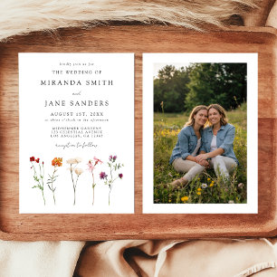 Wildblume Lesbische Pride Foto Hochzeit Einladung