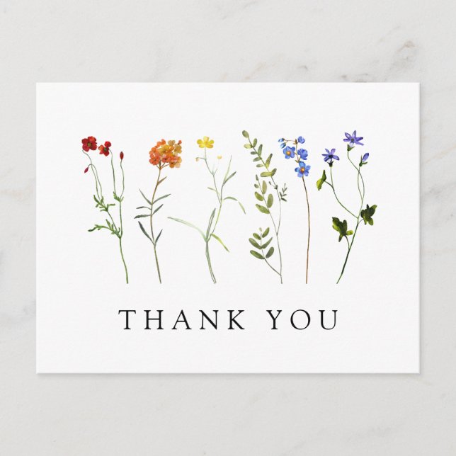 Wildblume LGBT Gay Pride Blumenzange Vielen Dank Postkarte (Vorderseite)