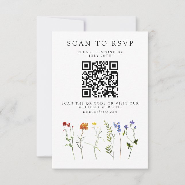 Wildblume LGBTQ Gay Pride Blumenzwiebelcode QR-Cod RSVP Karte (Vorderseite)