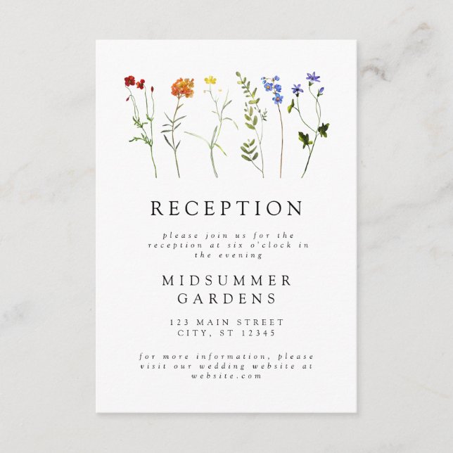 Wildblume LGBTQ Gay Pride Hochzeitsempfehlung Begleitkarte (Vorderseite)
