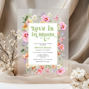 Wildblume Liebe ist im Bloom Garden Brautparty Acryleinladungen