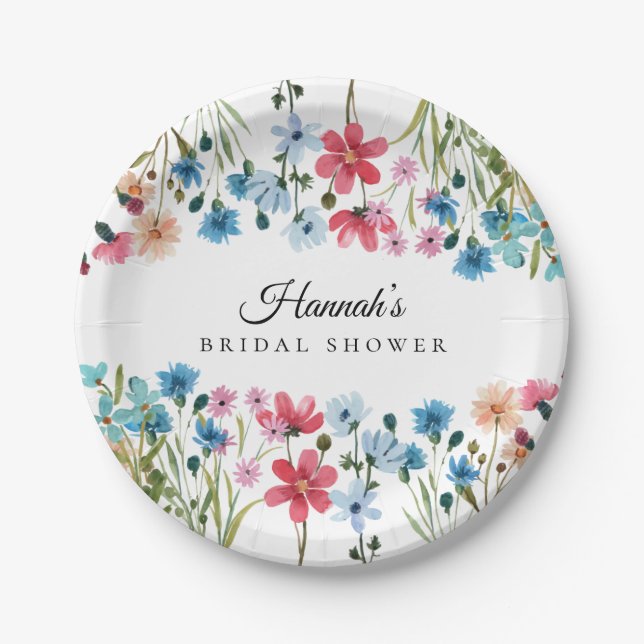 Wildblume Liebe ist in Bloom Brautparty Pappteller (Vorderseite)