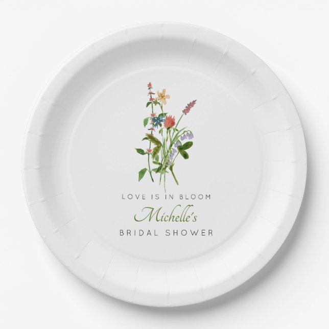 Wildblume Liebe ist in Bloom Brautparty Pappteller (Vorderseite)
