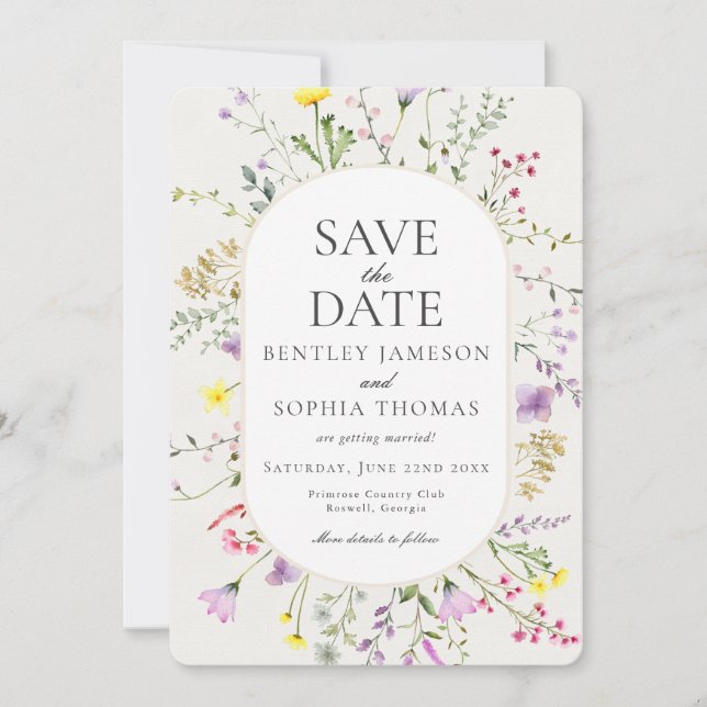Wildblume Liebe ist Save the Date in Bloom Einladung (Vorderseite)
