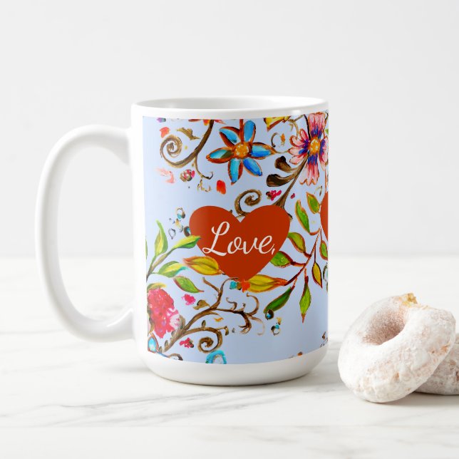 Wildblume Liebe Periwinkle Kaffeetasse (Mit Donut)