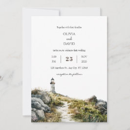 Wildblume Lighthouse Pfade Beach Hochzeit Einladung
