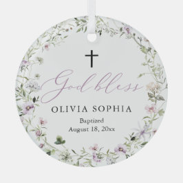 Wildblume Lila Girl Cross Taufe Ornament