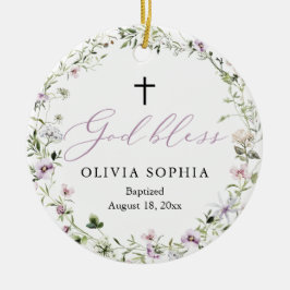 Wildblume Lila Girl Foto Taufe Ornament
