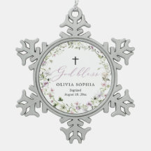 Wildblume Lila Girl Taufe Snowflake Ornament