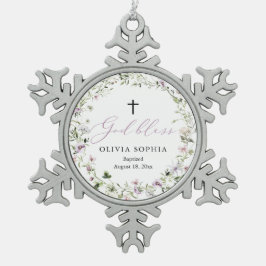 Wildblume Lila Girl Taufe Snowflake Ornament