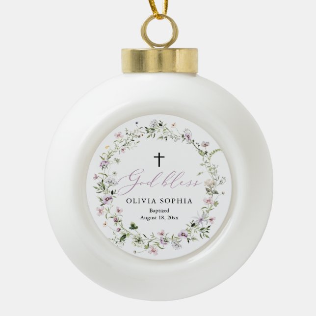 Wildblume Lila Girl Taufen Ball Ornament (Vorderseite)