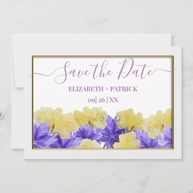 Wildblume lila Rhapsodie Save the Date Einladung (Vorderseite)