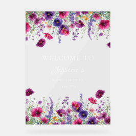 Wildblume, Lila-rosa-Blume-Babydusche Acrylschild