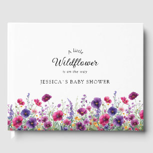 Wildblume, Lila-rosa-Blume-Babydusche Gästebuch