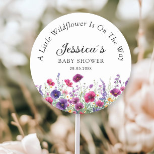 Wildblume, Lila-rosa-Blume-Babydusche Runder Aufkleber