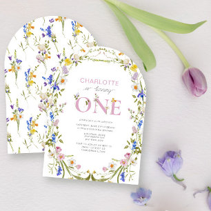 Wildblume macht ein Sommermädchen zum 1. Geburtsta Einladung