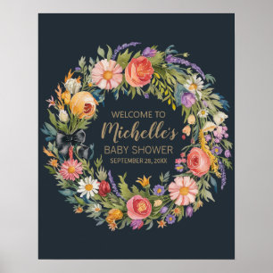 Wildblume Mädchen Dusche Begrüßungszeichen Poster
