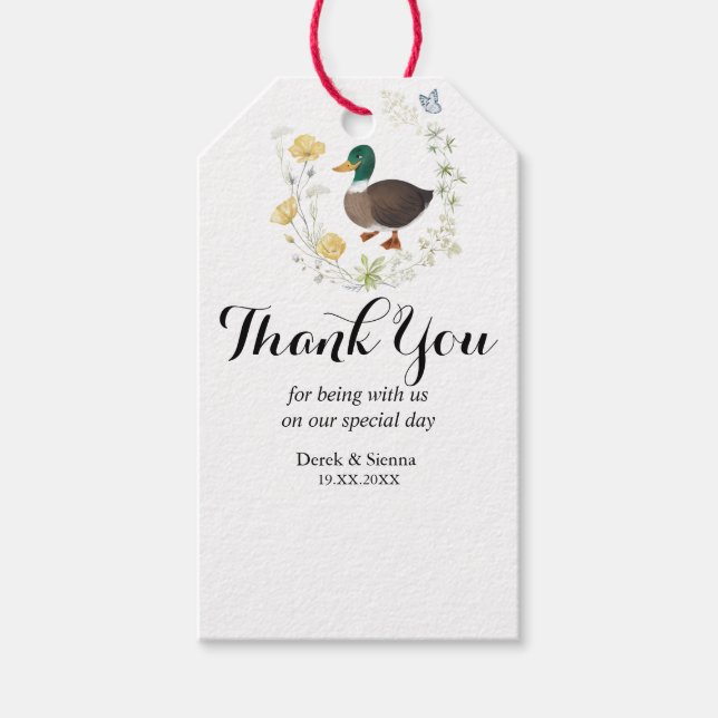 Wildblume Mallard Duck Wedding Geschenkanhänger (Vorderseite)