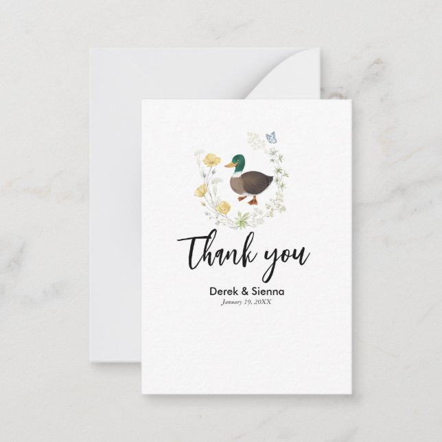 Wildblume Mallard Duck Wedding Note Card Mitteilungskarte (Vorderseite)