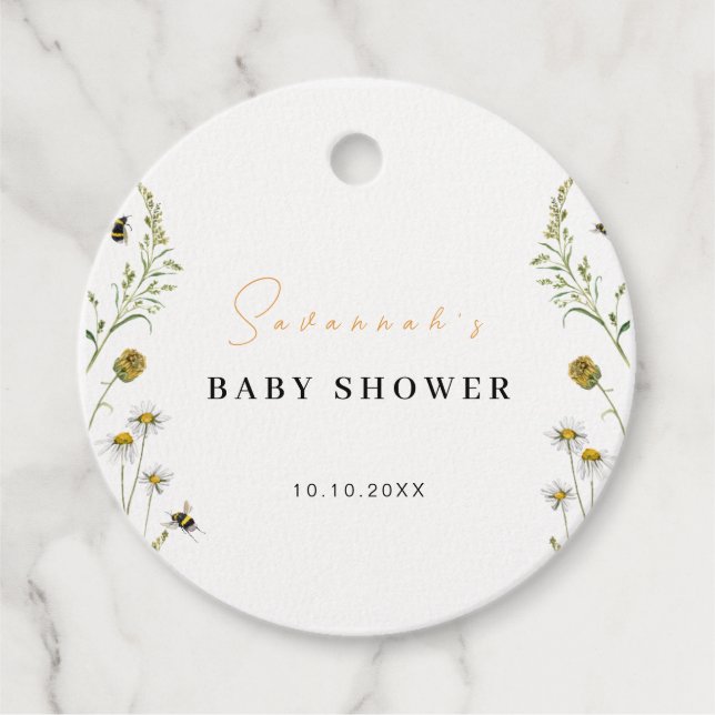 Wildblume Mami muss eine neutrale Baby-Dusche für  Geschenkanhänger (Vorderseite)