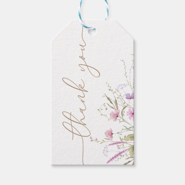 Wildblume Meadow Baby Shower Vielen Dank, dass Sie Geschenkanhänger (Vorderseite)