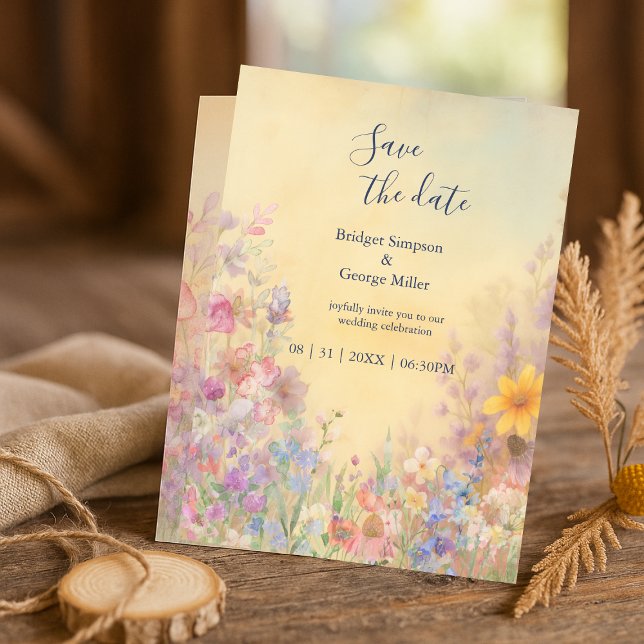 Wildblume Meadow Barn Hochzeit sicher das Datum Einladung (Von Creator hochgeladen)