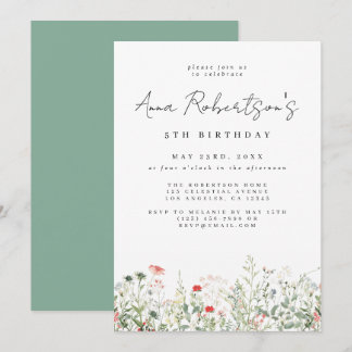 Wildblume Meadow Birthday Einladung