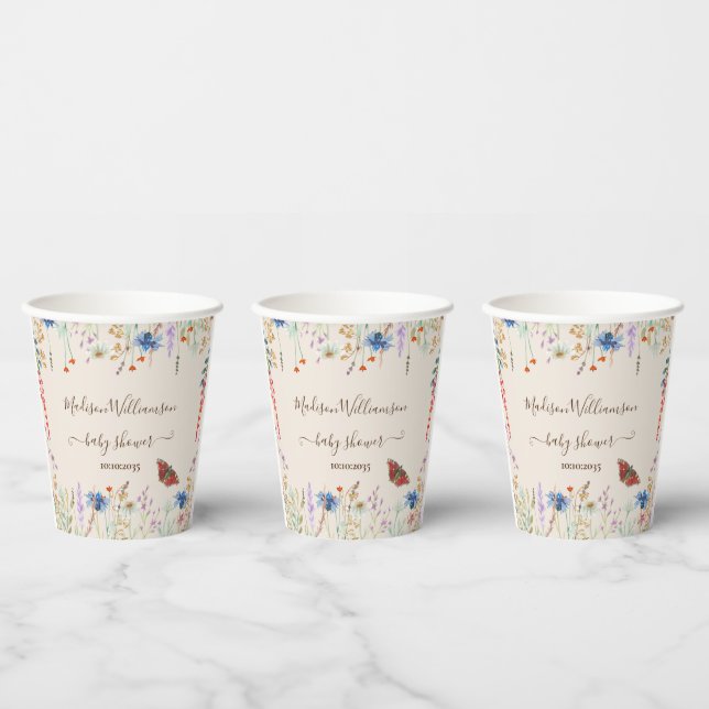 Wildblume Meadow Butterfly Babydusche Pappbecher (Multi)
