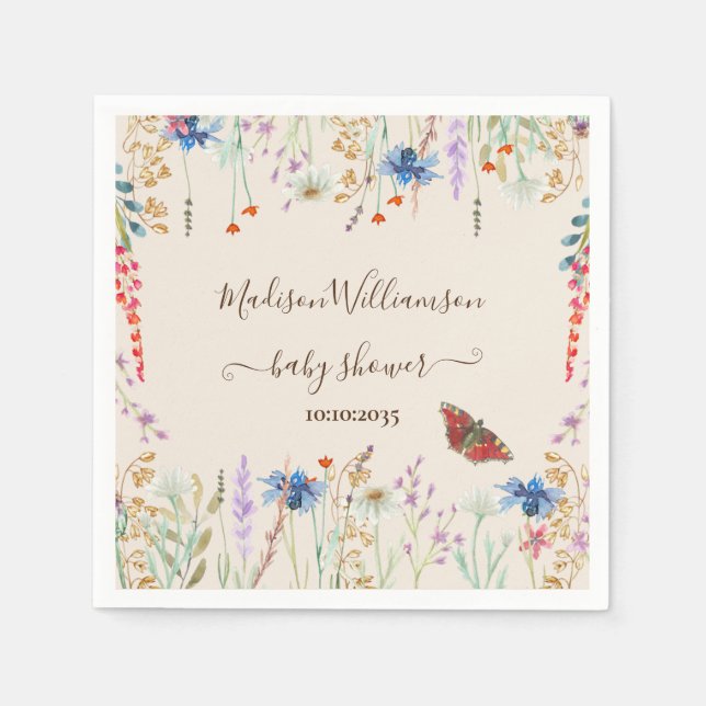 Wildblume Meadow Butterfly Babydusche Serviette (Vorderseite)