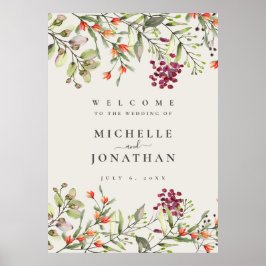 Wildblume Meadow Ecru Wedding Begrüßungszeichen Poster