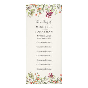 Wildblume Meadow Ecru Wedding Program Werbekarte