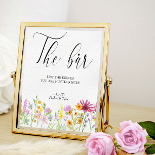 Wildblume Meadow Floral Wedding Bar Sign Poster