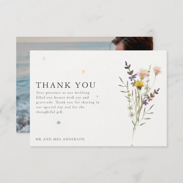 Wildblume Meadow Foto Wedding Danke (Vorne/Hinten)