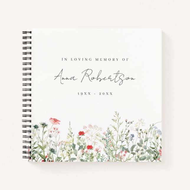 Wildblume Meadow Funerbital Gästebuch Notizbuch (Vorderseite)