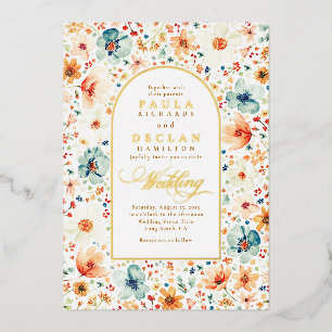 Wildblume Meadow Garden Floral Boho Hochzeit im He Folieneinladung