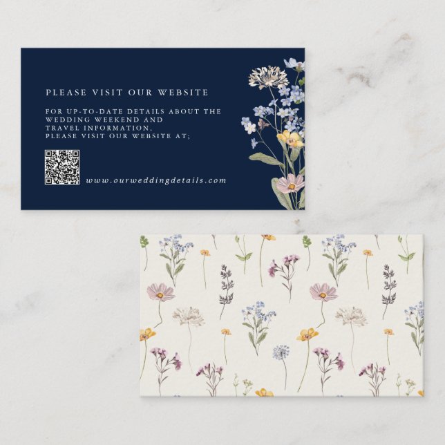 Wildblume Meadow Garden Wedding Details QR Begleitkarte (Vorne/Hinten)