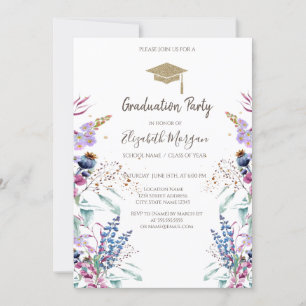 Wildblume Meadow Glitzer Graduation Cap Einladung