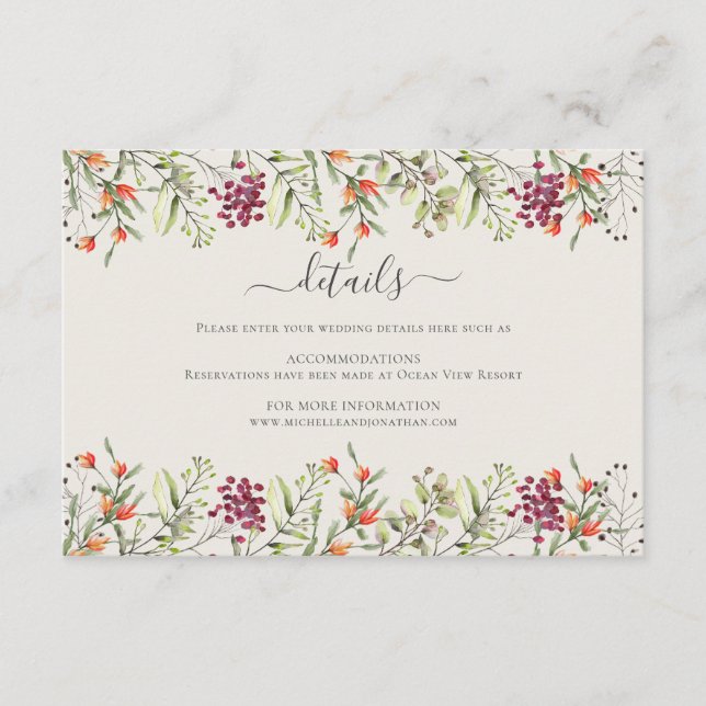 Wildblume Meadow Hochzeitkarte Begleitkarte (Vorderseite)