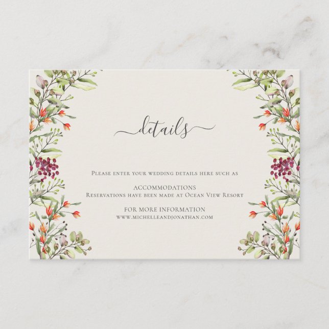 Wildblume Meadow Hochzeitkarte Begleitkarte (Vorderseite)