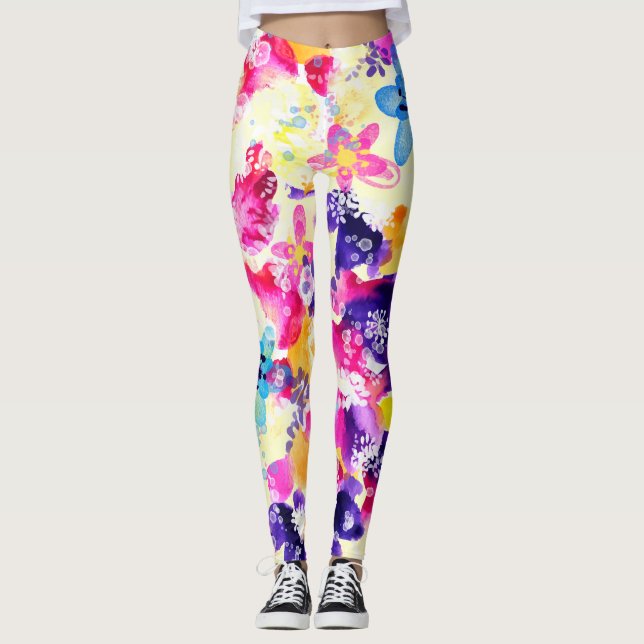 Wildblume Meadow Shabby Blume Leggings (Vorderseite)