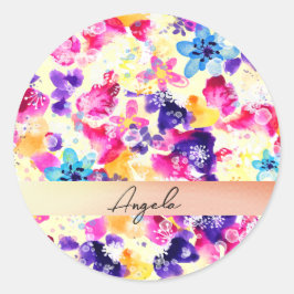 Wildblume Meadow Shabby Blume Runder Aufkleber