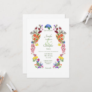 Wildblume Meadow Spring Blumenkolorierte Hochzeit Einladung